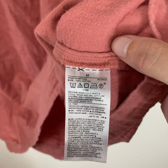 Old  Navy Lace-Up Twill Shift Dress Pink Women’s Sz Med Cottagecore 100% Cotton - Picture 7 of 9